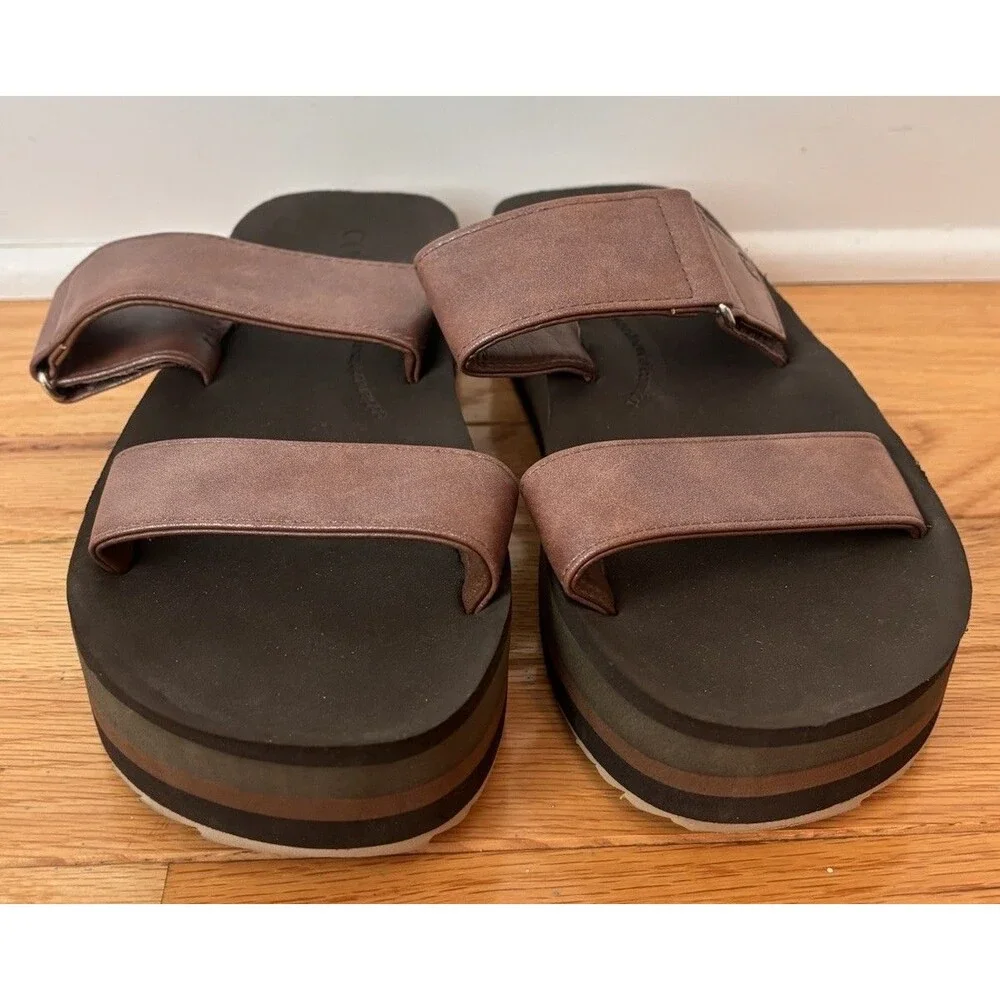 Cobian Vira Rise Wedge Sandals Women’s 10 Brown Platform Slide Comfort